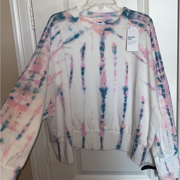 NWT Old Navy Cropped Tie Dye Sweatshirt Size XXL Cotton Candy Colors - Picture 9 of 10